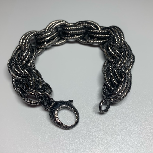 Vintage BRONZE Milor Italian Stainless Steel Dark Heavy Brushed Link Bracelet - Picture 16 of 16